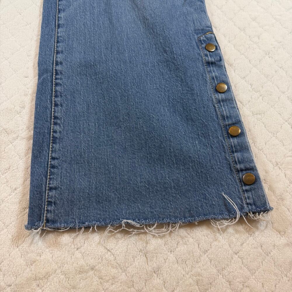 Anthropologie Pilcro Skater Low-Rise Wide-Leg Jeans snap cuffs raw hem size 30 - Picture 11 of 12